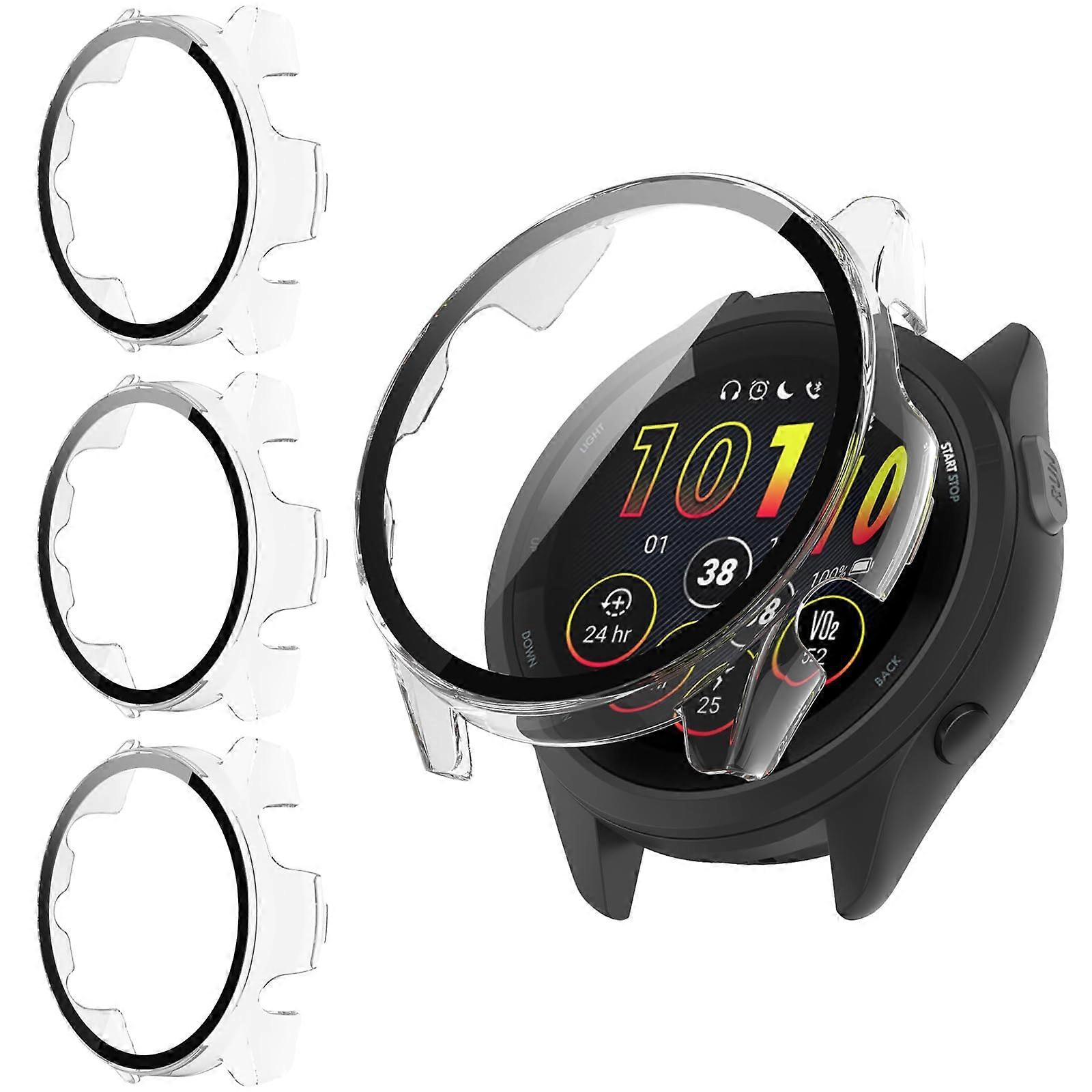 Screen Protector Case 3 Pack Full Coverage Bumper with Tempered Glass for Garmin Forerunner 265