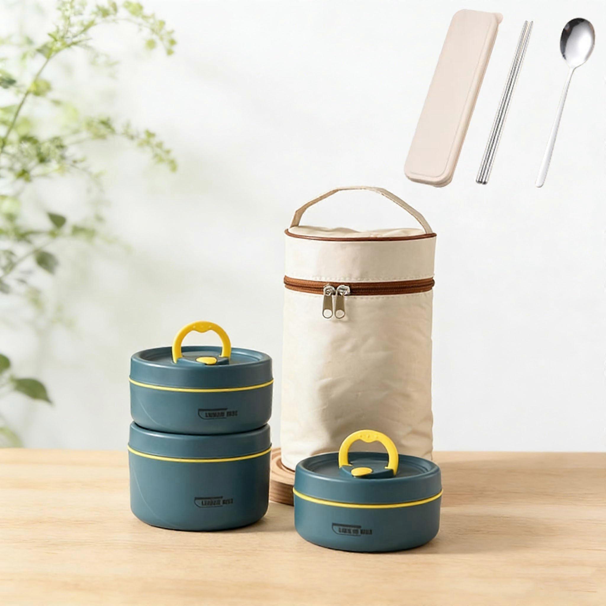 Insulated Lunch Box Set with Bag, 4 Tier Stackable Containers, Leakproof Heat Retention Design