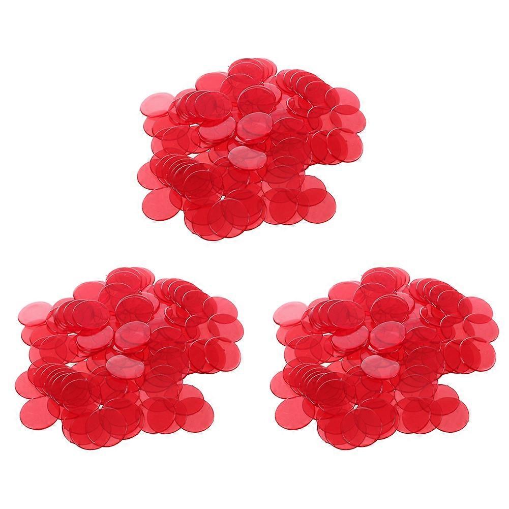 200Pcs Clear Red Plastic Bingo Chips 1.9cm