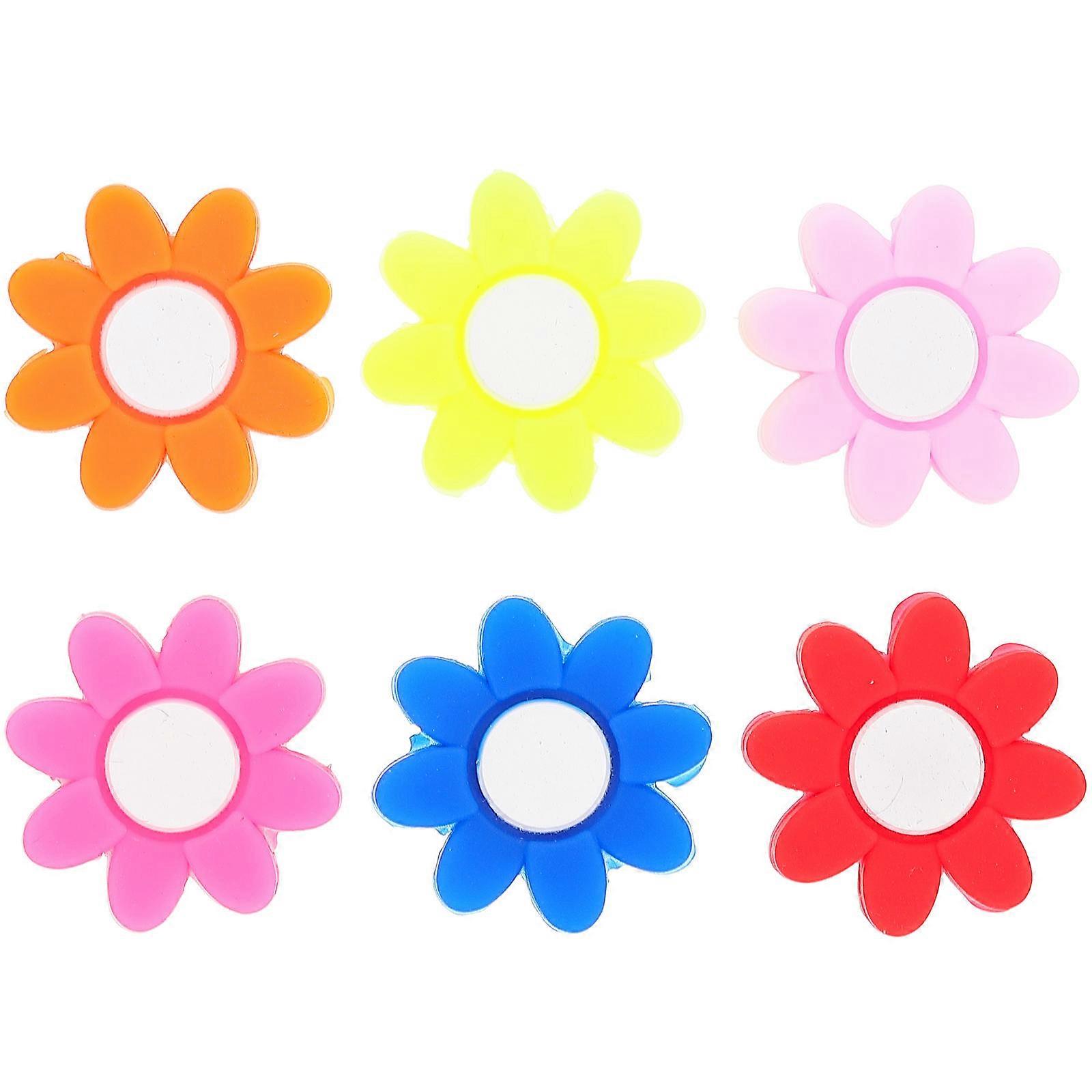 6Pcs Flower Shape Tennis Racket Dampener Silicone Assorted Color Easy Install Vibration Absorber