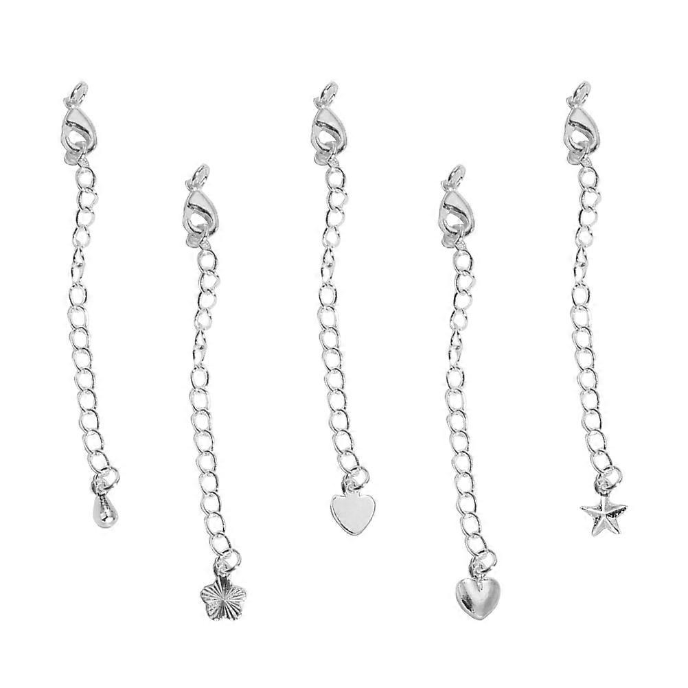 Lobster Clasp Chain Extender for DIY Bracelets Making 5Pcs Silver Alloy Chains