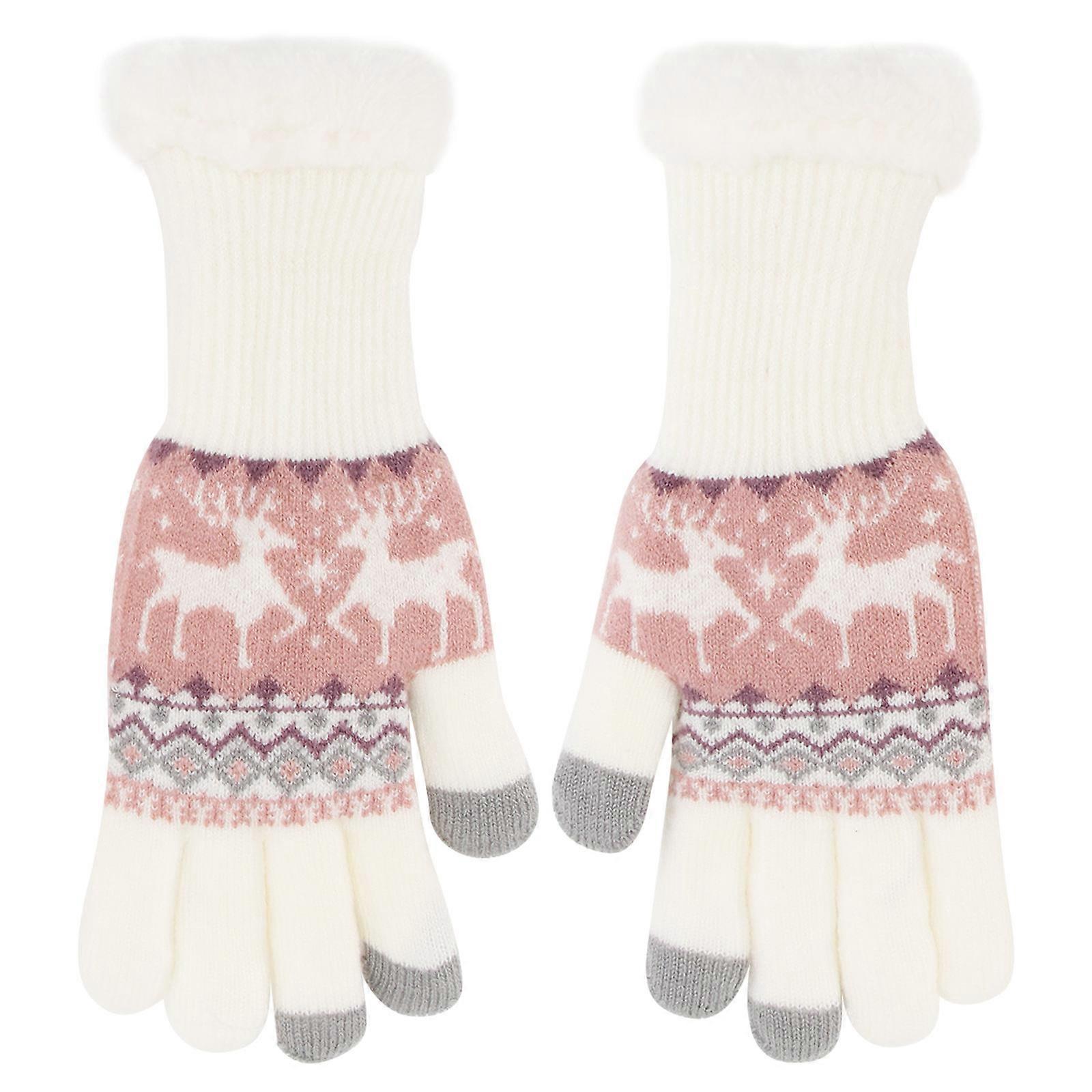 Winter Warm Gloves Christmas Pattern Gloves for 1Pair Woman Split-Finger