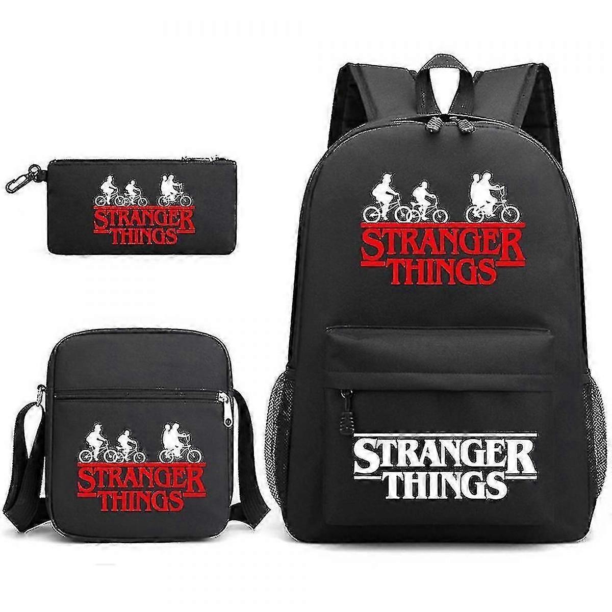 Stranger Things Backpack 3 Piece Set Student School Bag Canvas Bag JJM