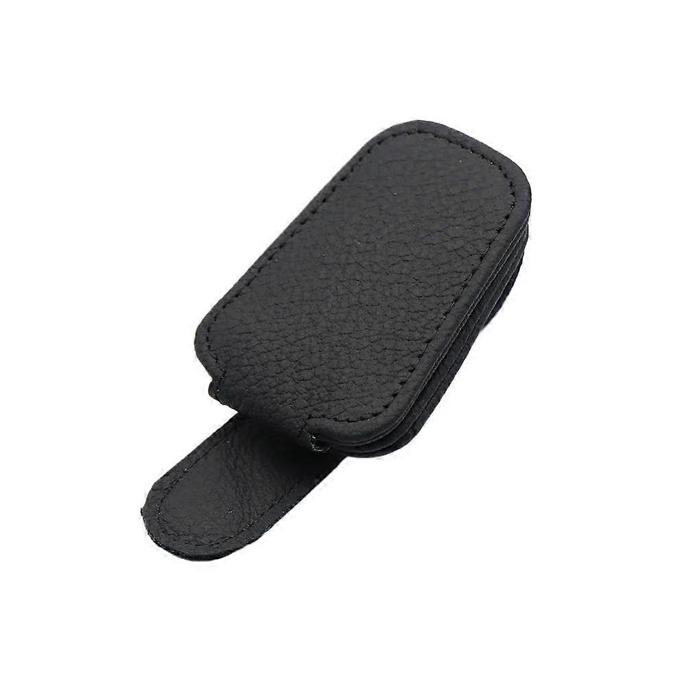 Car Sunglasses Holder PU Leather Visor Glasses Case with Secure Lock and MultiFunction Storage