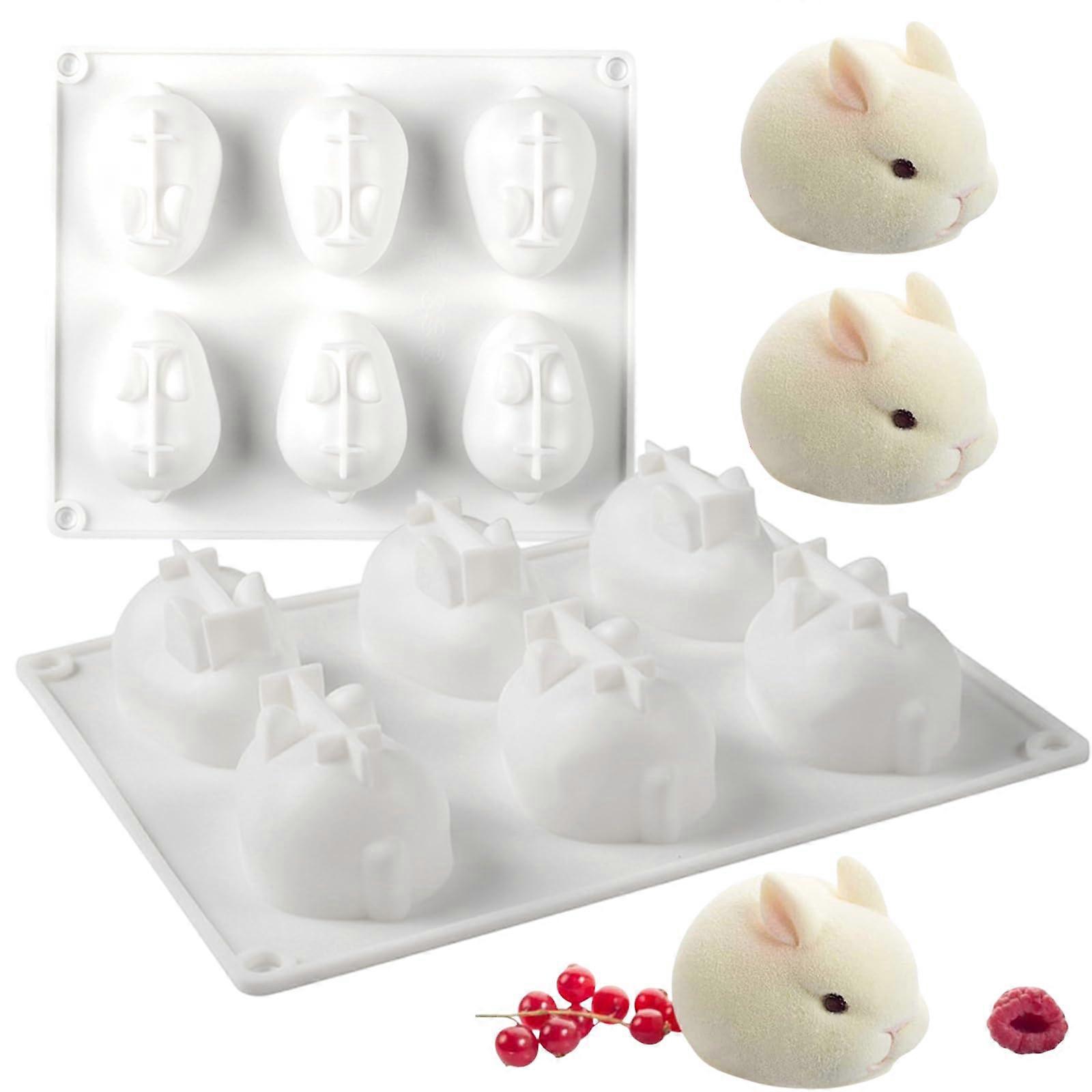 2 Pcs Easter Bunny Silicone Molds 3D Rabbit Chocolate Moulds Nonstick Easy Release Dishwasher Safe