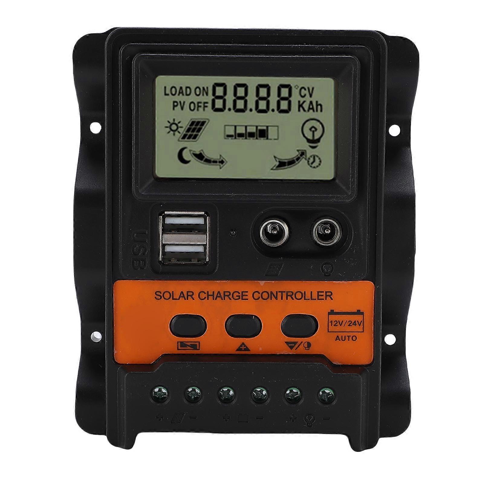 20A Solar Charge Controller 12V 24V AutoAdaptive Voltage Detection Dual USB for RV Boat Camping