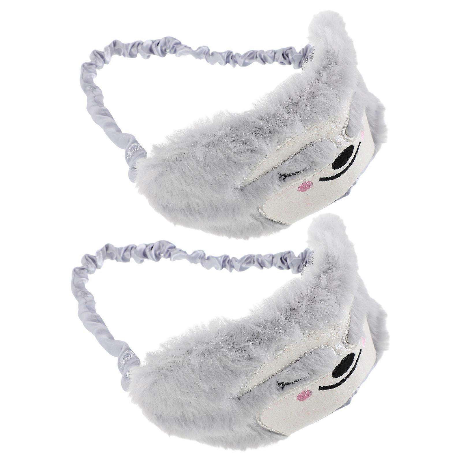 Plush Eye Mask Soft Sleeping Blindfold Light Blocking Breathable Design Rectangular Grey 2Pcs For Kids Sleep Nap