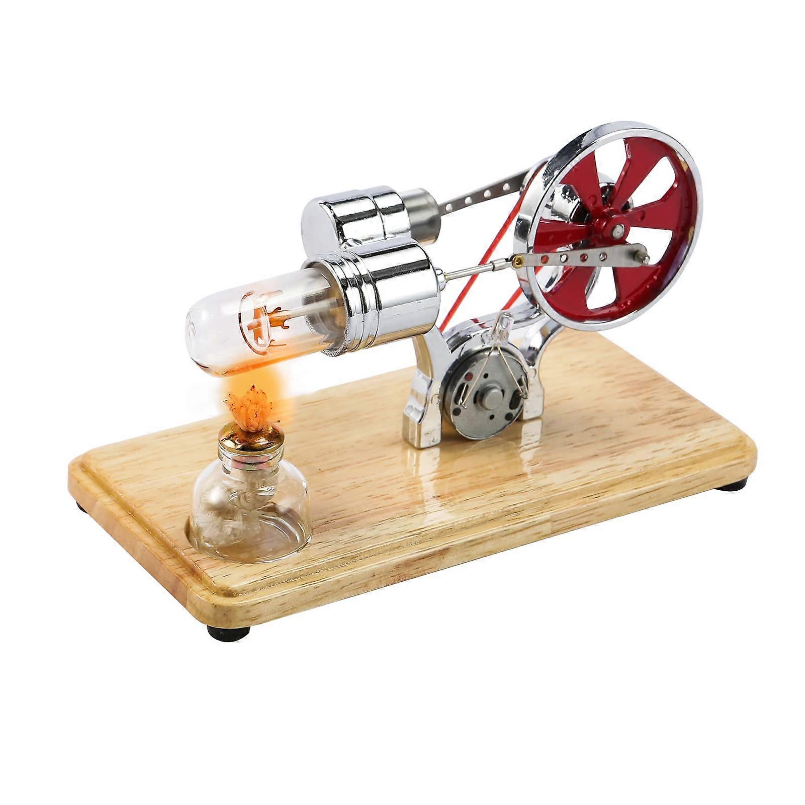 Stirling Engine Model Generator with LED Flywheel, Visible Piston Motion, Quiet Stable Desktop Science Display