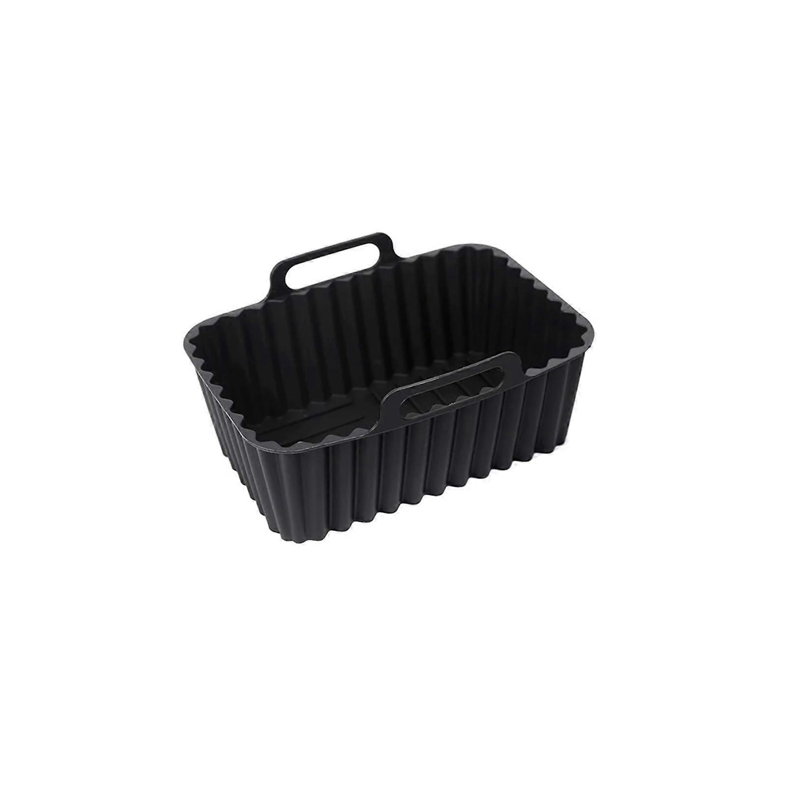 Silicone Baking Tray Rectangular Air Fryer Silicone Pan Nonstick Heat Resistant Black Small