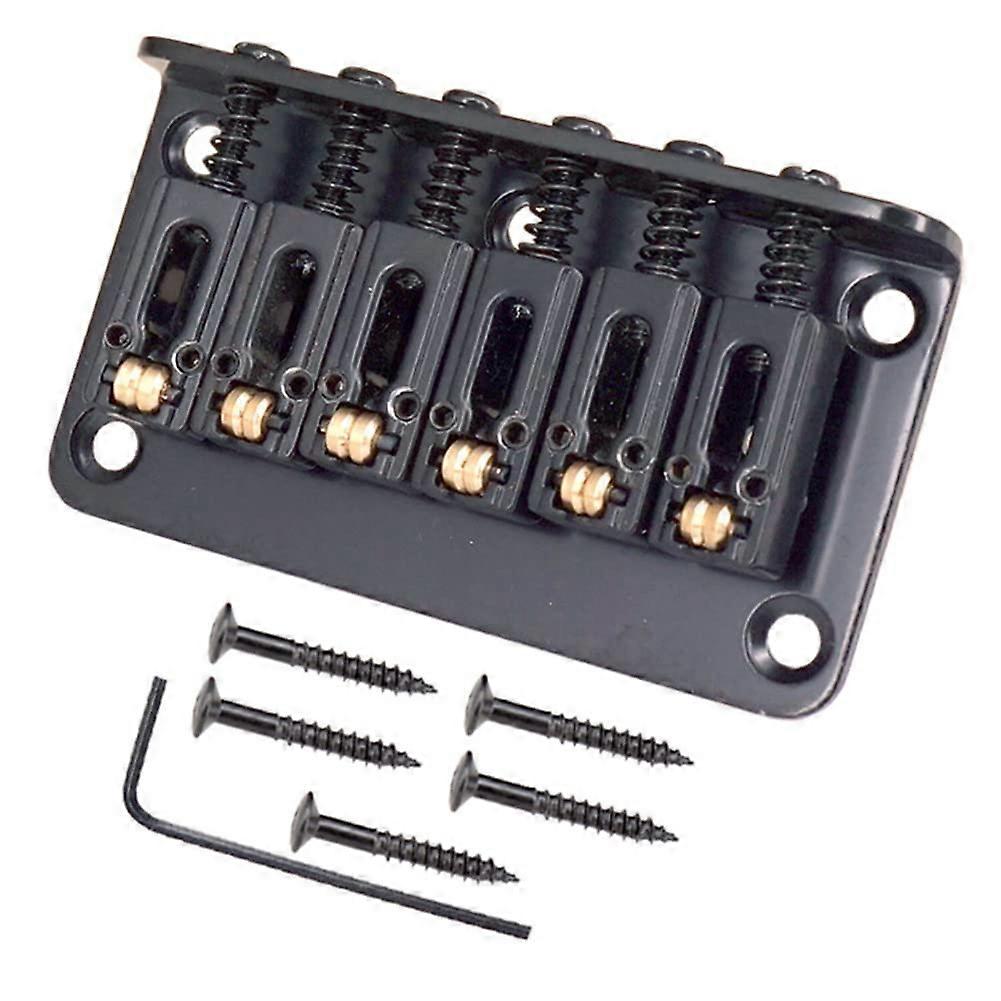 Electric Guitar Bridge 6 String Roller Saddle Hardtail with Precise Intonation Control Black