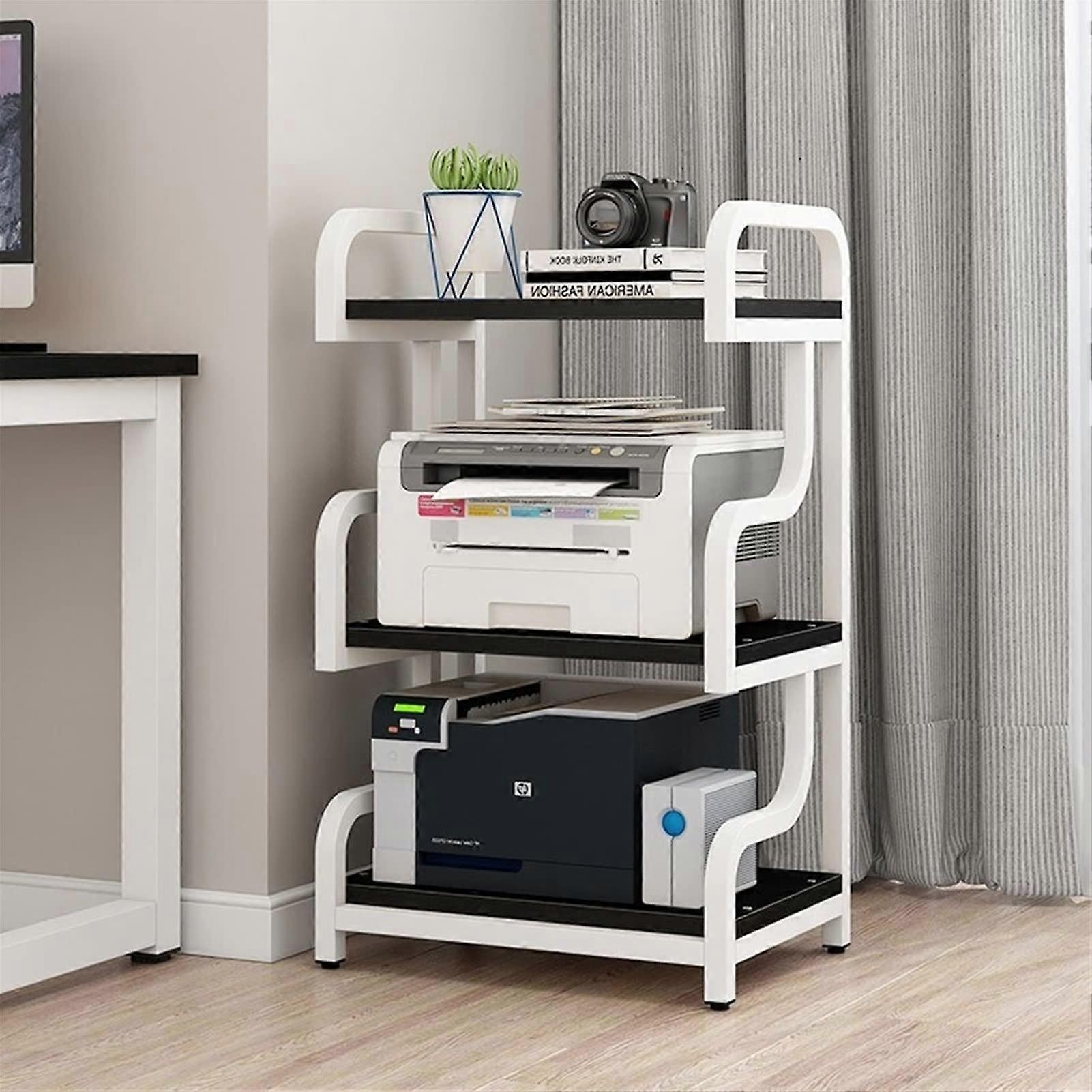 Heavy Duty Floor to Ceiling Printer Stand, 3 Tier Office Rack with Storage and Vertical Space Saving