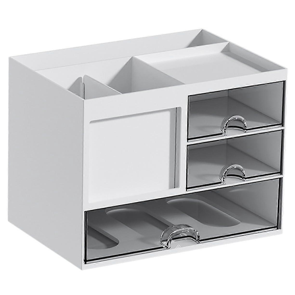 Large Capacity MultiDrawer Desk Organizer, Transparent Stackable Storage Box for Office and Home
