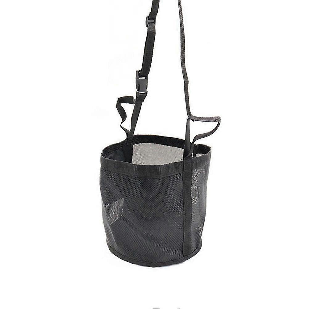 Justerbar elastisk høfoderpose til heste - Udendørs halsfoderpose i sort S-18x21cm