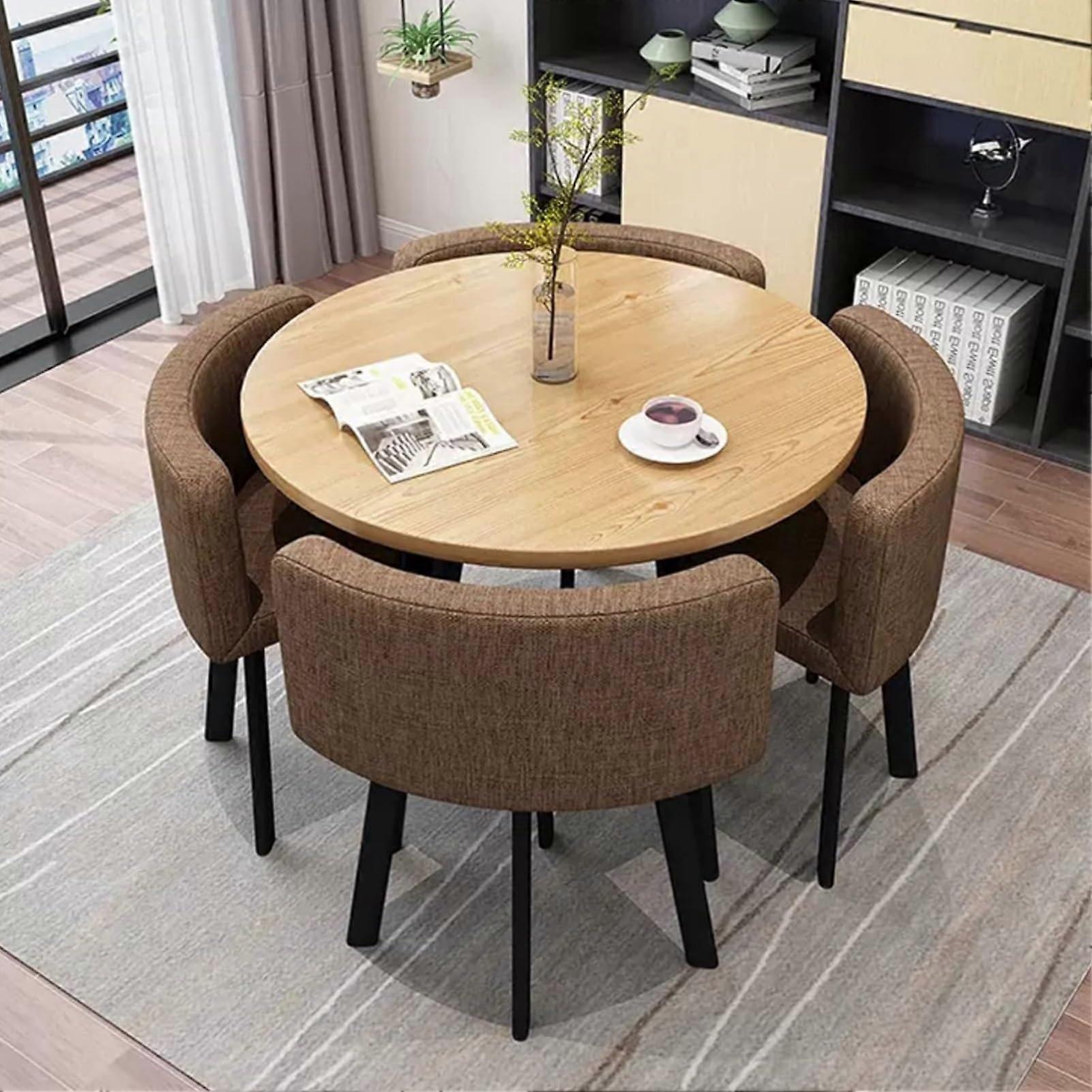 Brown Conference Table for Office Meetings or Small Dining Table Set for 4, Versatile Brown Finish
