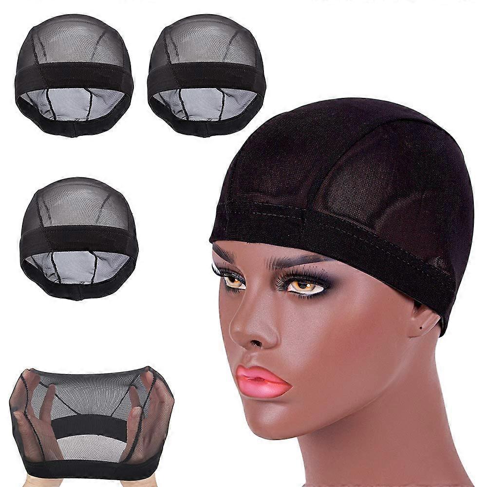 3 Pack Small Black Spandex Dome Wig Cap for Wig Making, Breathable Stretch Fabric, Secure Fit