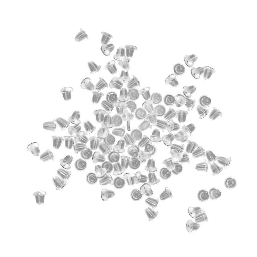 Plastic Earring Back Clear for Earring Use 100Pcs White