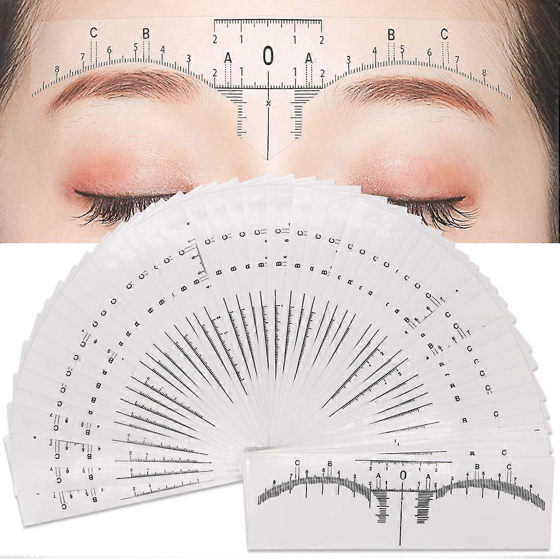 50PCS Disposable Eyebrow Mapping Stickers Microblading Ruler for Precise Brow Alignment
