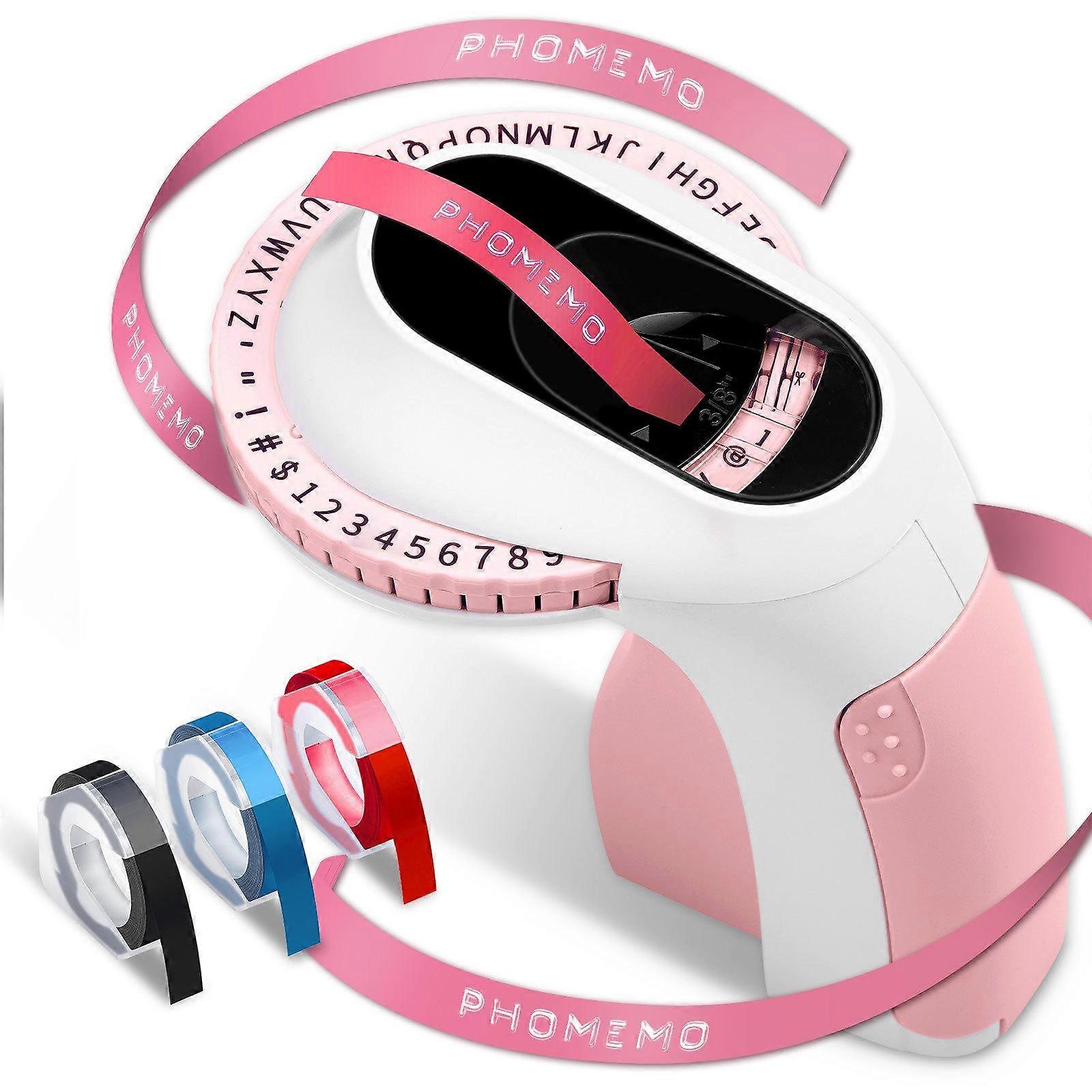 Phomemo E975 Embossing Label Maker With 3 Tapes Pink