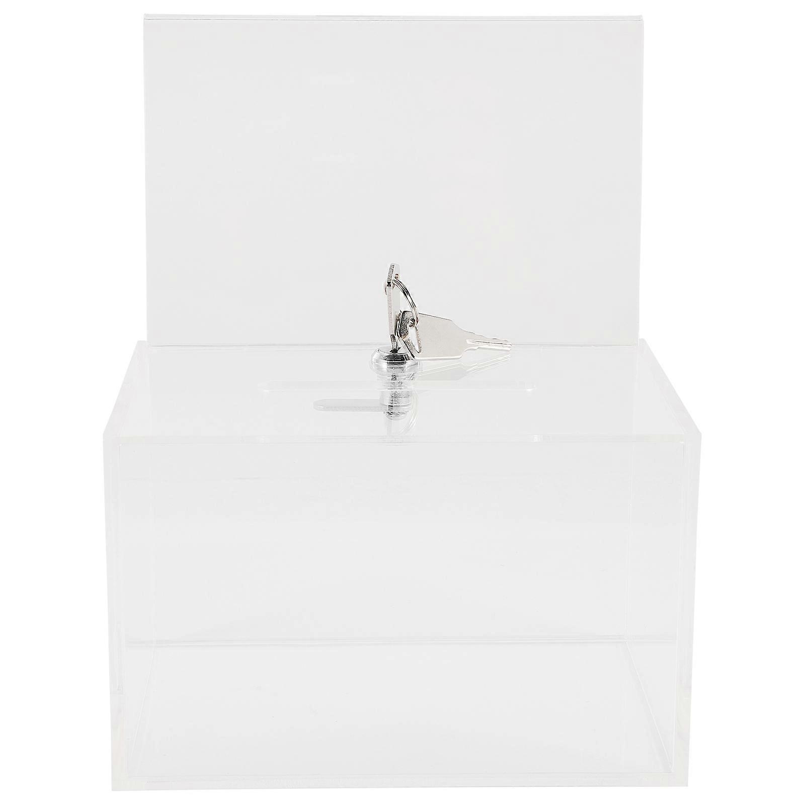 Donation Box Transparent Suggestion Box with Lock for Storage Use