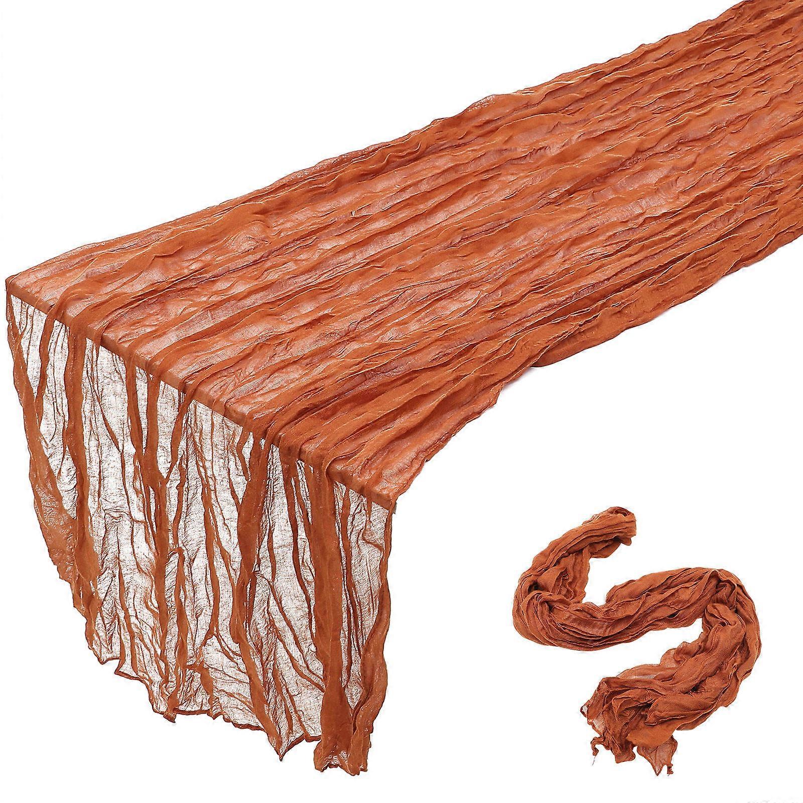 Rustic Table Runner for Wedding Table Decor 5Pcs Cheesecloth Dark Red