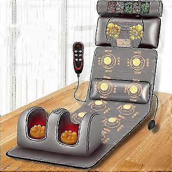Massagemat voor het hele lichaam met warmtefunctie en 10 vibrerende noppen, verstelbare kussens en verwarmingselement. Ultieme massage voor ontspanning van nek- en rugspieren. Grijs.