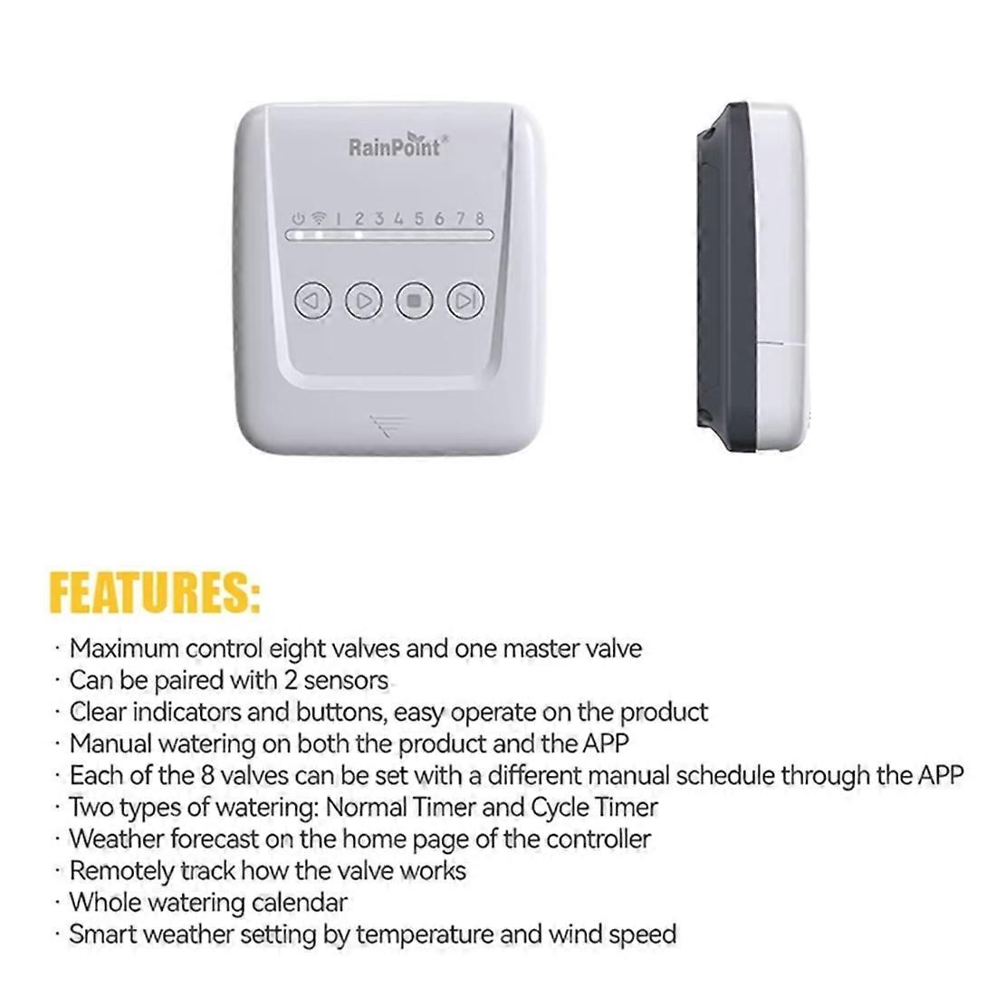 RAINPOINT 2.4GHz WiFi Sprinkler Controller Yard Smart Weather Based APP Watering Irrigation System Programmer Plan Timer EU Plug