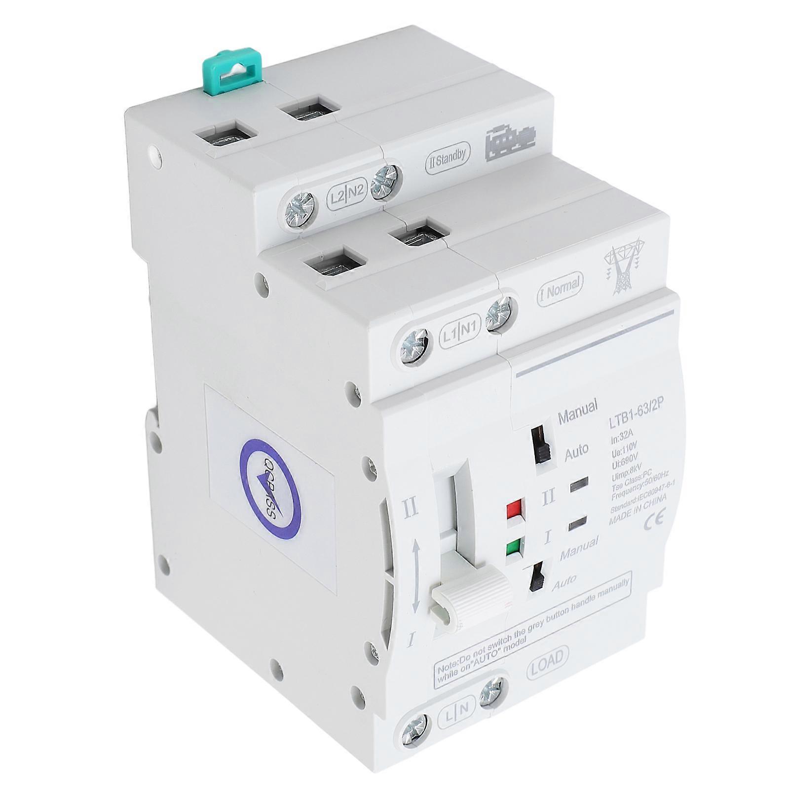 Double Power Automatic Transfer Switch DIN Rail ATS Mini Generator Changeover Switch 32A