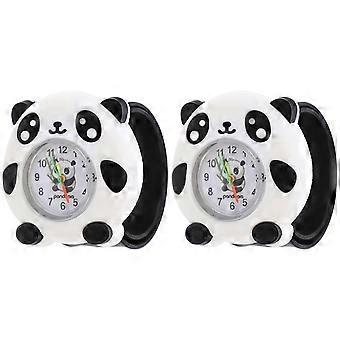 Montre enfant basique, motif panda, affichage de l'heure, blanche, lot de 2