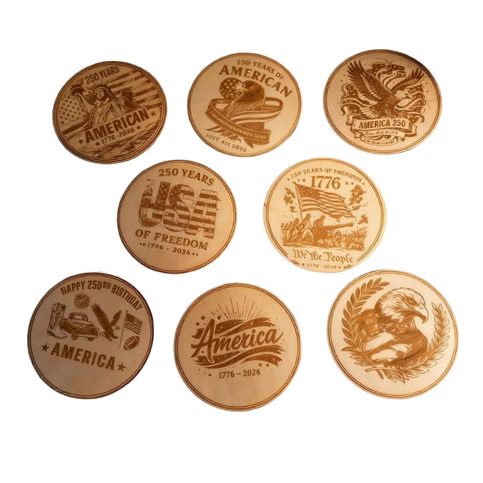 Engraved Solid Wood Mug Mats Heat Resistant Table Coasters