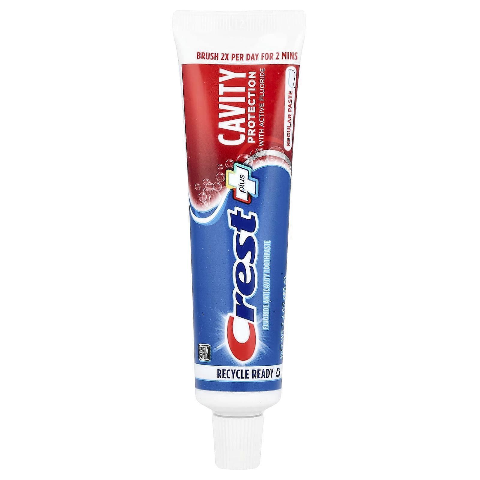 Crest, Plus, Cavity Protection, Fluoride Anticavity Toothpaste, Regular, 2.4 oz (68 g), 7-Pack