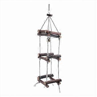 Parrot Hanging Wooden Chew Toys Cotton Rope Swing Ladder