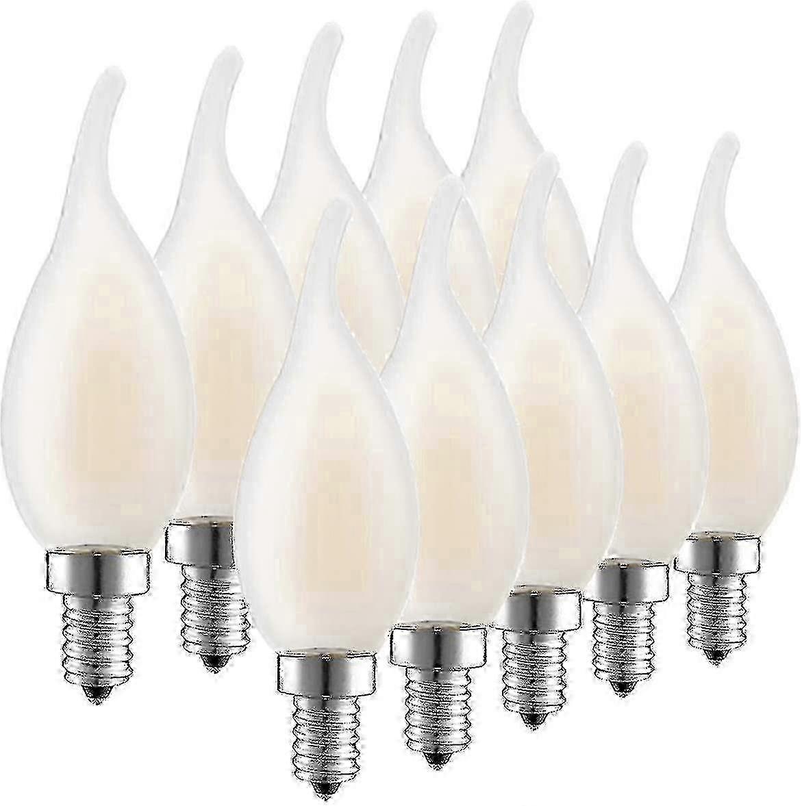 4W Flame Tip LED Bulbs for E14 Base, Dimmable Warm Light 10-Pack