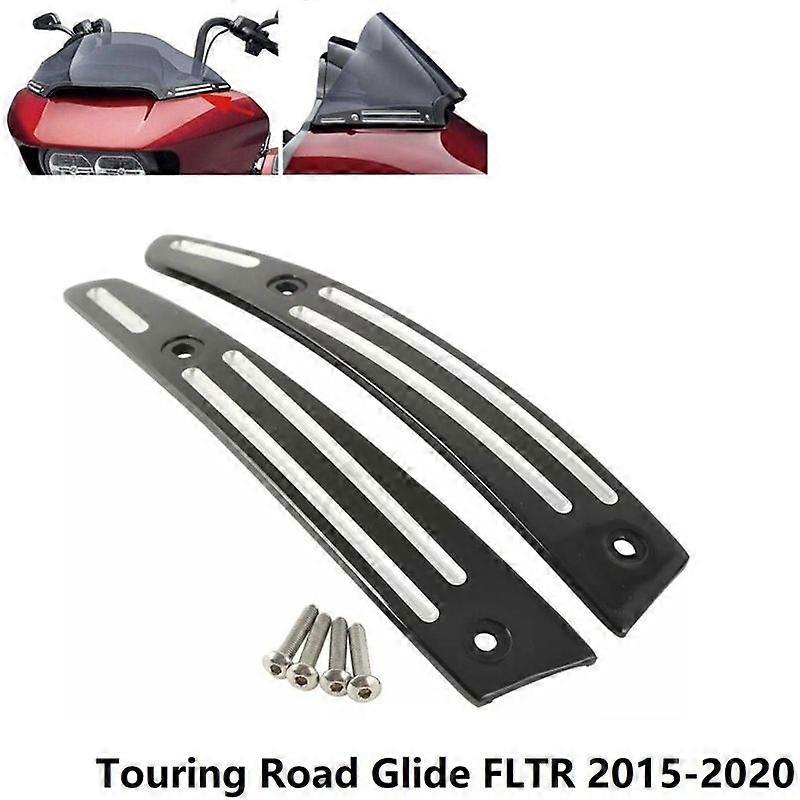 Black Split Windshield Side Trim compatible withTouring Road Glide FLTR 2015-2020