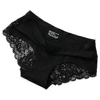 Women Ice Silk Lace Panties Mid Waist Mesh Seamless Briefs for Women Girl Daily Utility