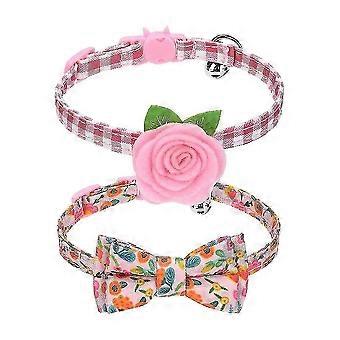 Adjustable Breakaway Cat Collars - 2 Pack Kitten Collars With Bells And Removabl