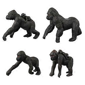 4Pcs Realistic Gorilla Figures Set  PVC Gorillas with Baby, Standing and Walking Poses  Wild Animal Figurines for Kids, Educational Toys, and Decorati