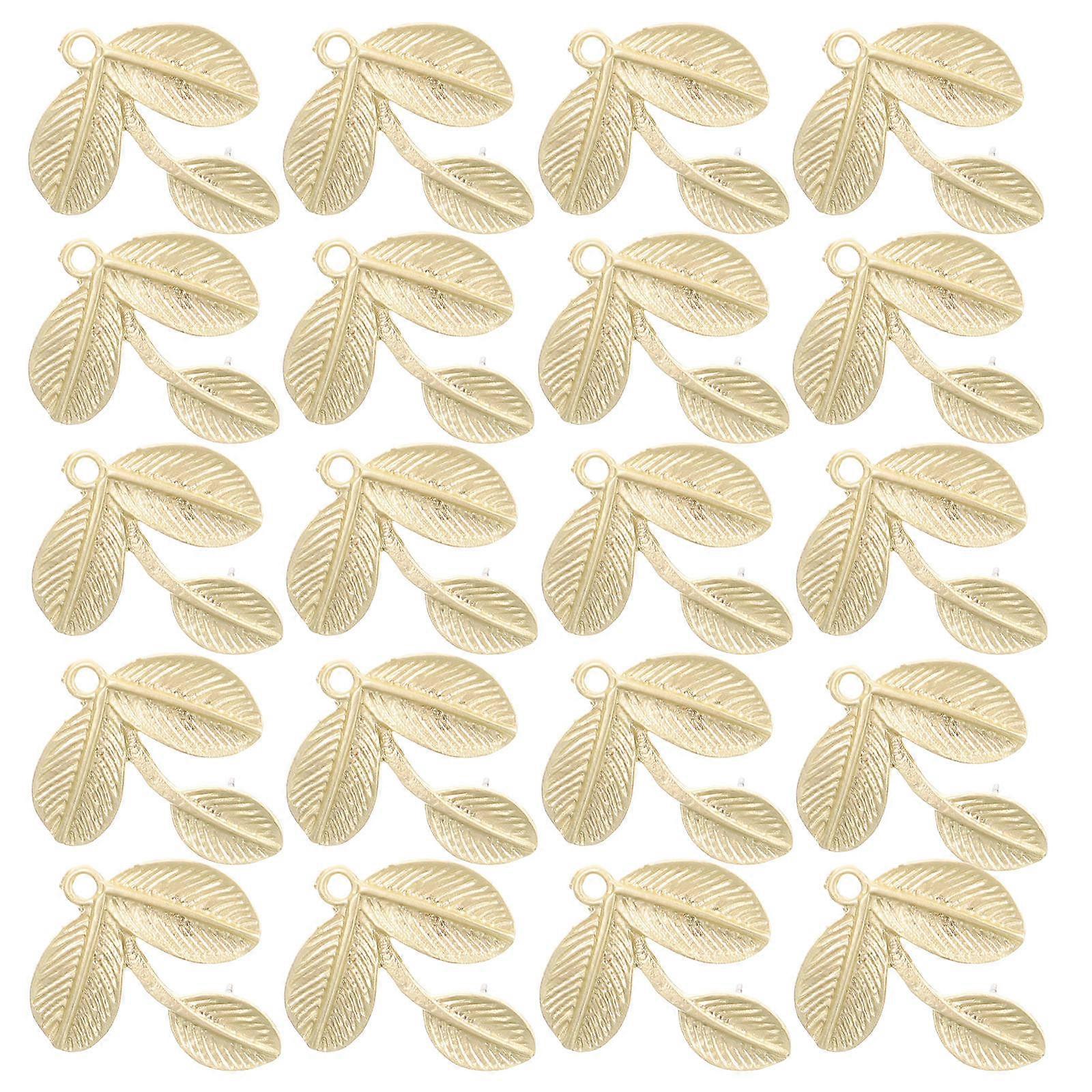 DIY Earring Making Accessories Leaf-Shaped Earring Posts 40Pcs Golden