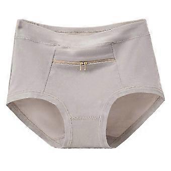 Women Underwear Anti-theft Zipper Pocket High Waist Seamless Stretch Breathable 26-27