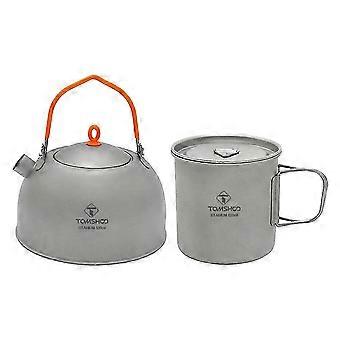 Camp Tea Kettle Ti Camping Kettle 500ml with 600ml Cups for Outdoor Outdoor Camping Cookware Hiking Camping Tea Kettle for Open Fire