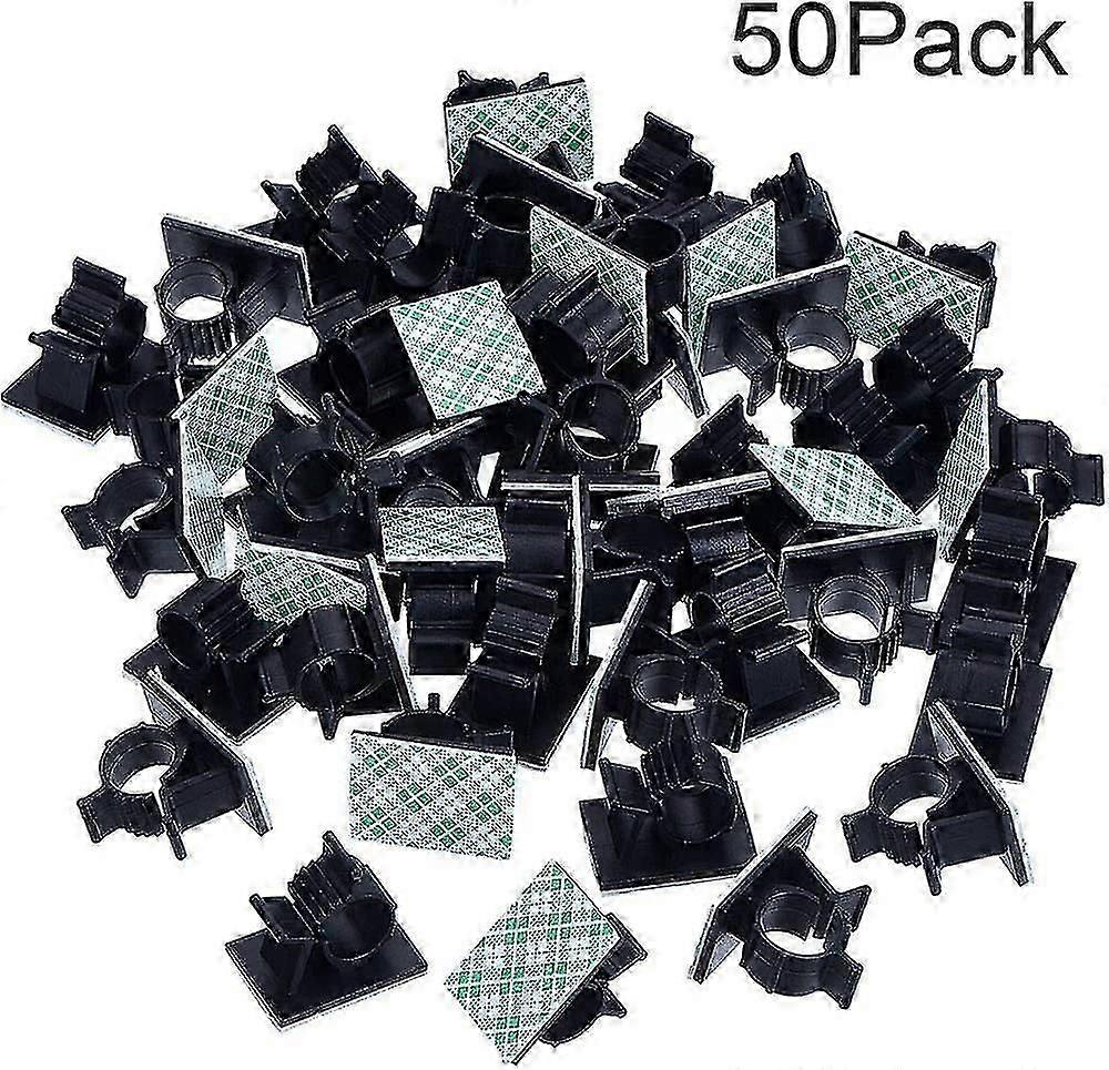 Adjustable Adhesive Cable Clips Nylon Cable Tie Wire Holder, Black, 50 Pack