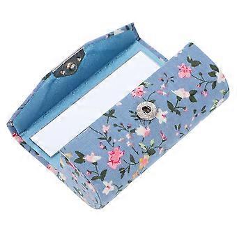 Estuche de lápiz labial para mujer Caja de almacenamiento de patrón de flores bordadas retro con espejo