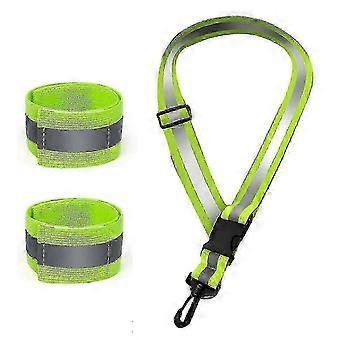 Reflective Sash compatible with Walking At Night, High Visibility Reflective Running Gear Night, with 2 Pcs Reflective Armbands