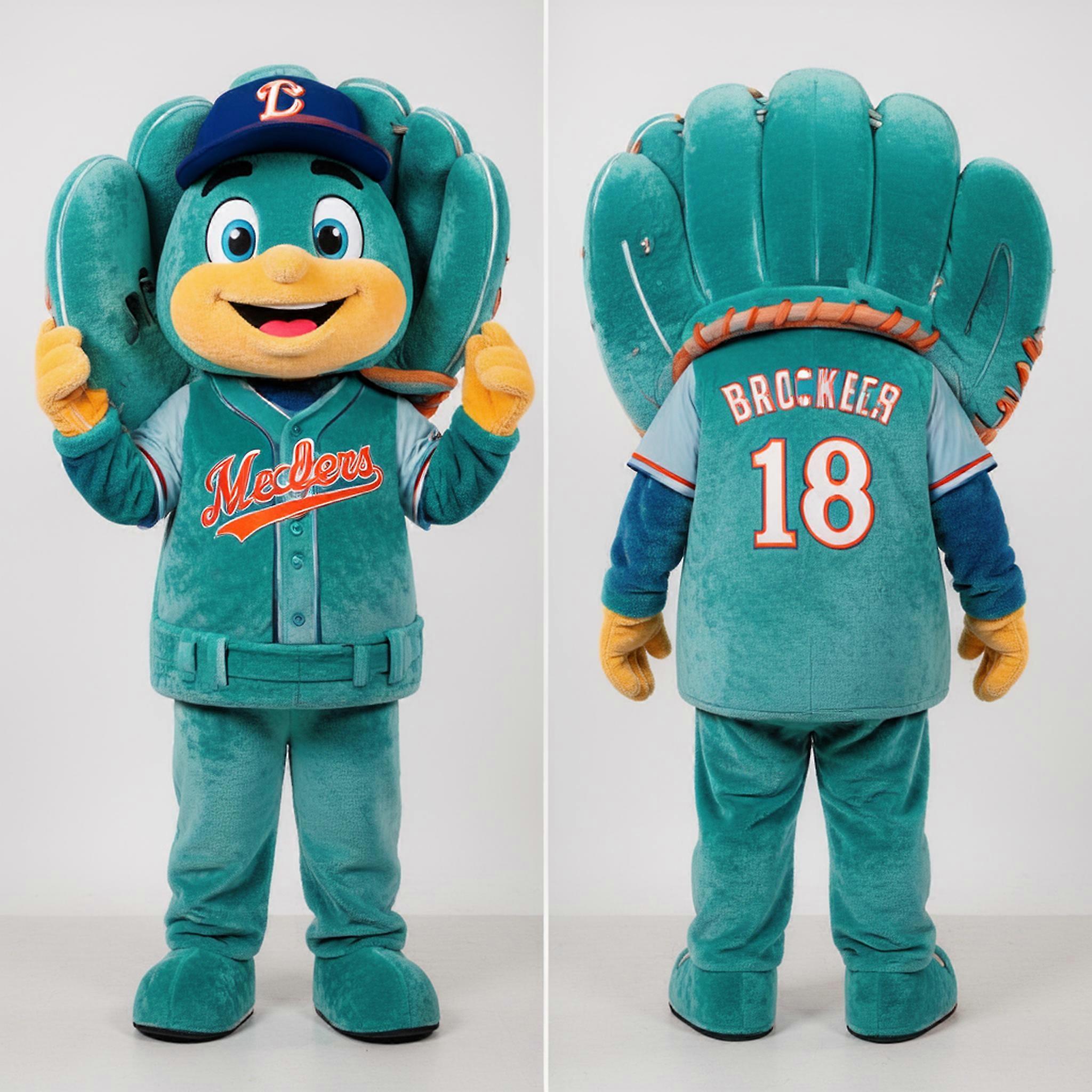 MASTICOT Teal Blue Baseball Glove Mascot