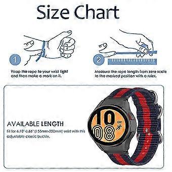 Smartwatch Wristbands Strap Canvas Smartwatch Replacement Band for Watch 4 40mm 44mm for Watch 4 Classic 46mm 42mm 3 Stripes Blue Red