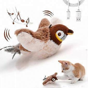 Interaktives Spielzeug für Katzen: Elektronisches fliegendes Vogel-Katzenspielzeug mit schlagenden Flügeln – Spatz