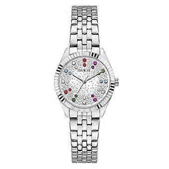 Guess Watches Womens Adelaide Silver-Tone Glitz Dial Silver-Tone Stainless Steel Bracelet Watch GW1103L1 | Acotis