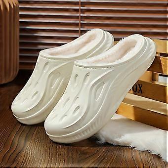 Fleece-Lined Slippers, Hole-Patterned Thick-Sole, Plush Warm Interior, Non-Slip Durable Winter Shoes for Home, Errands and Short Outings