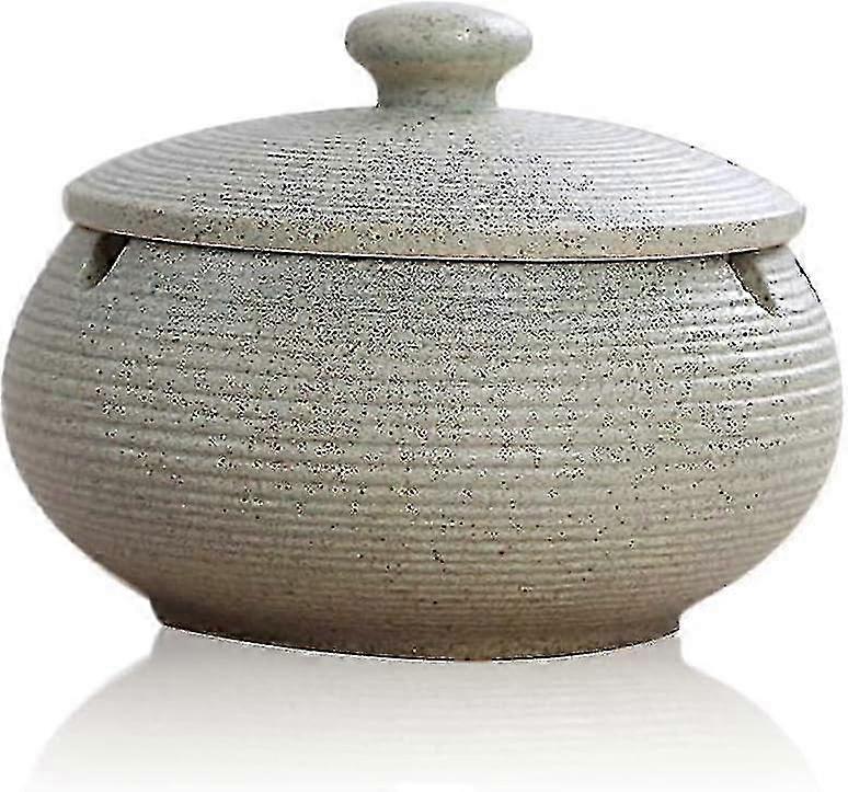 Glazed Ceramic Ashtray With Lid