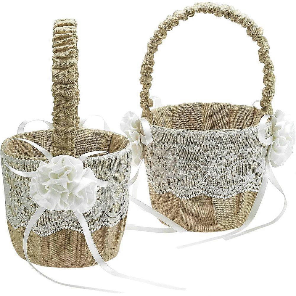 Rustic Linen Vintage Burlap Petals Basket
