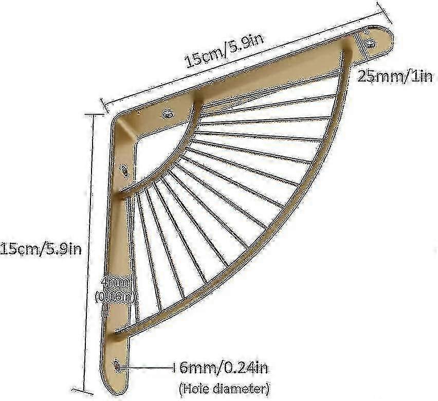 2 Hanging Shelf Corner Brackets, Fan-shaped Triangle Shelf Brackets - Bdliv